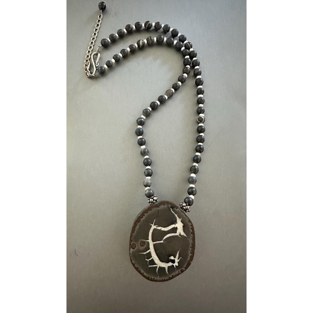 Vintage Septarian Dragon Stone Necklace